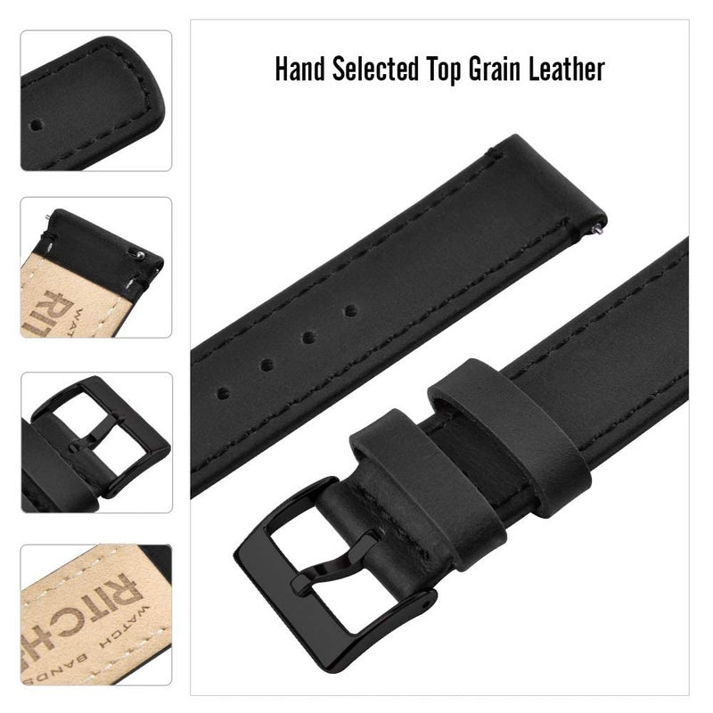 Ritche Leather Watch Strap with Quick Release Pins, 21mm Replacement Watch Band for Men and Women, Fits Smartwatches & Traditional Watches - Image 4